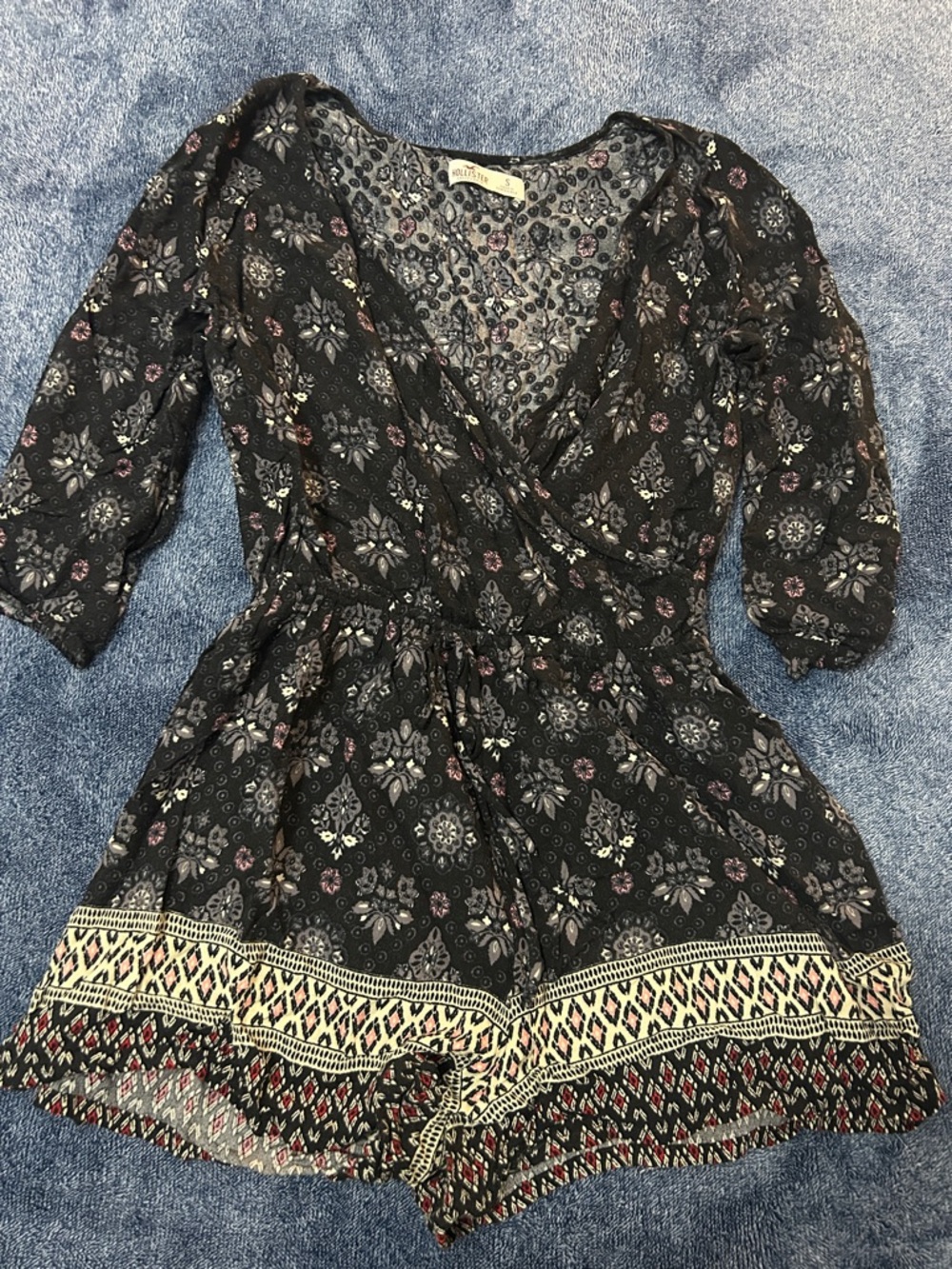 Hollister Black Floral Print romper